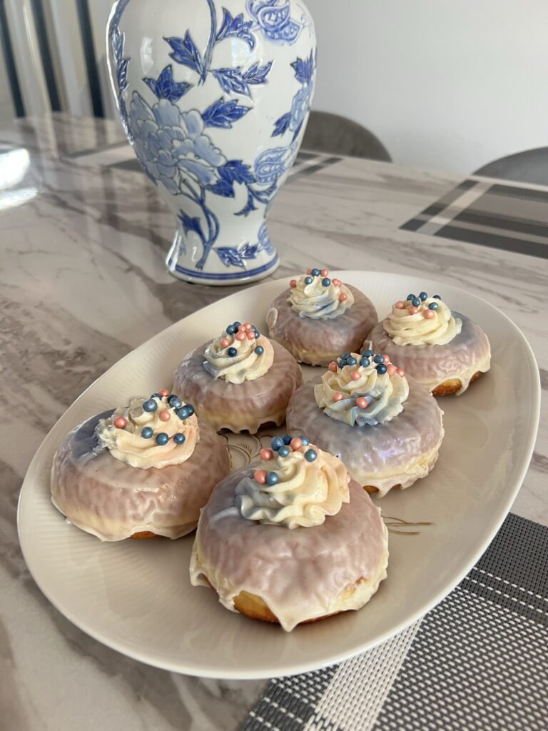 Photo of gender reveal donuts from The Salty Donut