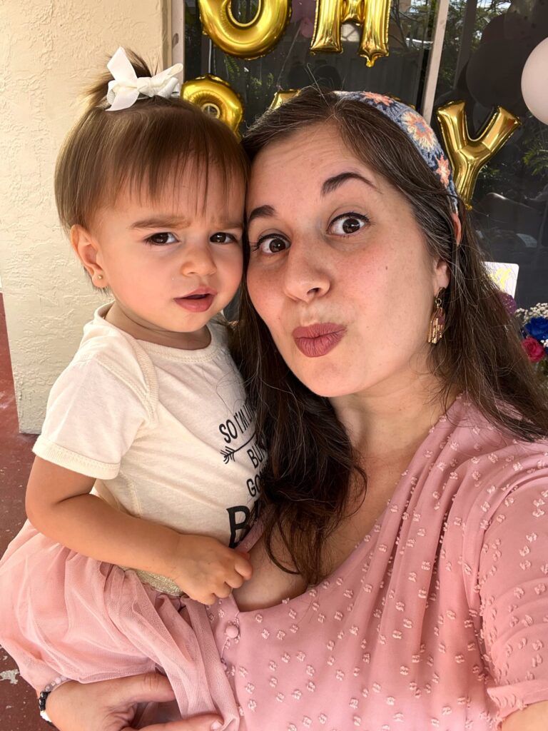 Photo of mother and daughter at Gender Reveal Party