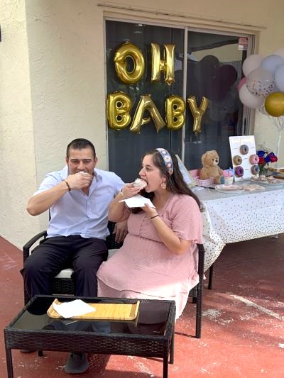 Photo of family at Gender Reveal Party