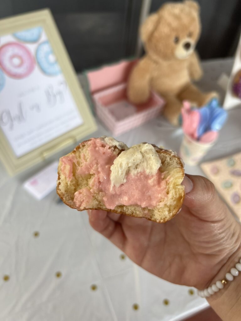 Photo of gender reveal donuts from The Salty Donut