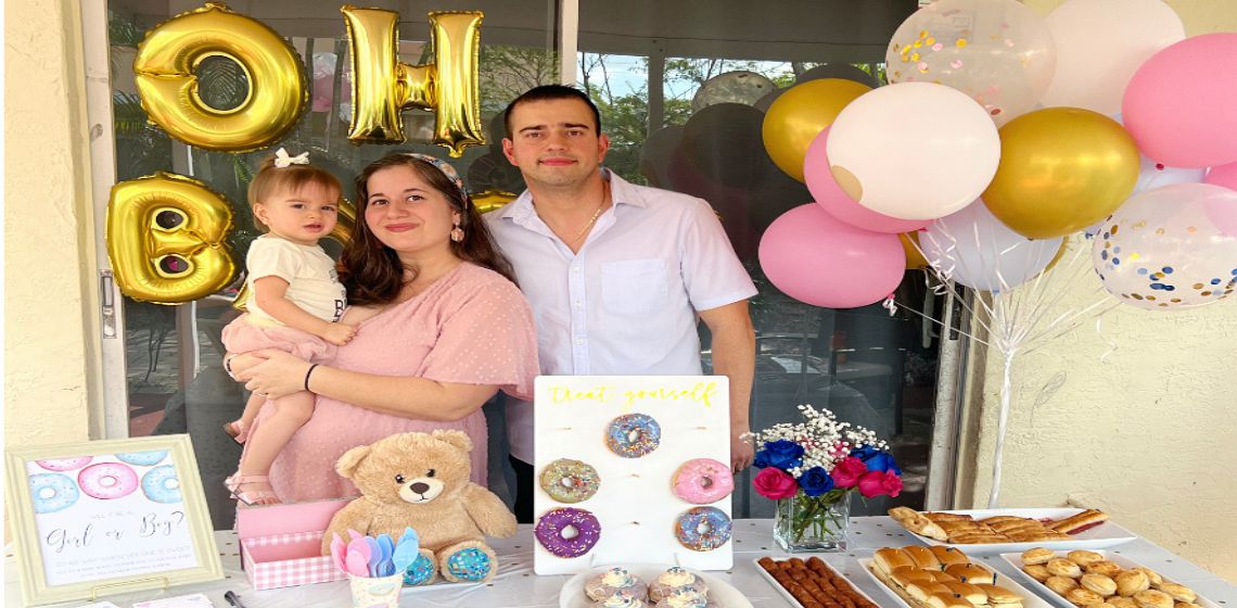 Photo of family at Gender Reveal Party