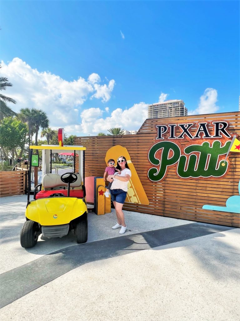 Photo of mother and daughter at Pixar Putt Pop-up Fort Lauderdale
