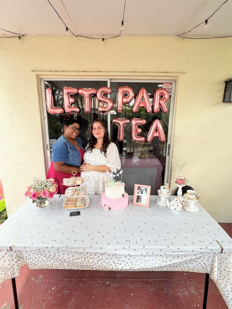 Photo of friends at Tea Themed Baby Shower 