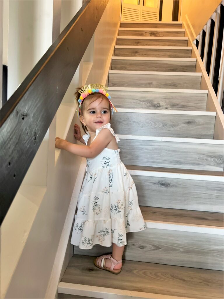 Photo of baby girl at Tea themed baby shower