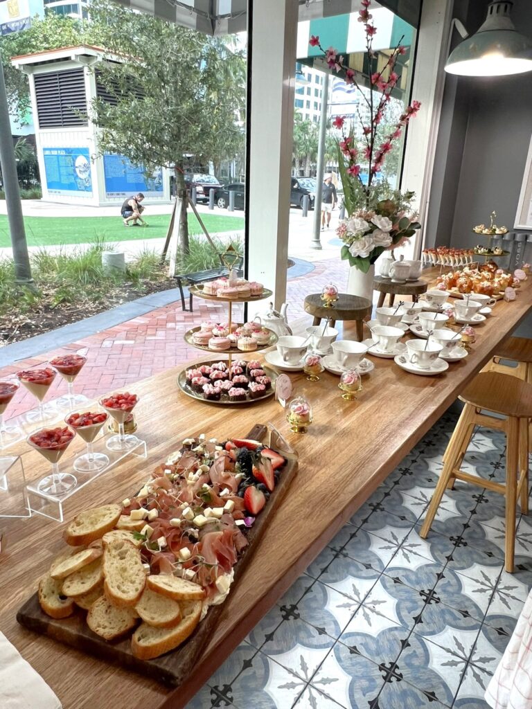 Photo of Bubbles and Buttercream Galentines Event Food Spread at New River Cafe and Bakery