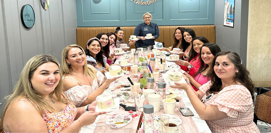 Photo of girls at Bubbles and Buttercream Galentines Event at New River Cafe and Bakery